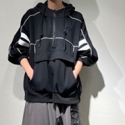 SALE40%OFF◆PaulineBleu(ポリーヌブルー)【パイピング袖ラインハーフZIPプルオーバー）16460◆火曜日以外即日発送◆