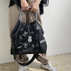 PaulineBleu ランダムロゴ2WAYナイロントートバッグ PaulineBleu(ポリーヌブロー)【ランダムロゴ2WAYナイロントートBAG