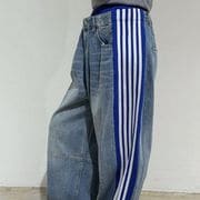 PaulineBleu(ポリーヌブロー)【ダブルウエストサイドラインワイドデニムパンツ】77371◆火曜日以外即日発送◆