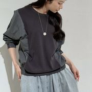 PaulineBleu(ポリーヌブロー)【異素材切替バックギャザーTOPS】17344◆火曜日以外即日発送◆