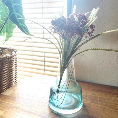 ブルーグラデのガラス瓶（高さ14cm）