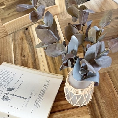 ラタンの花瓶（広くち）