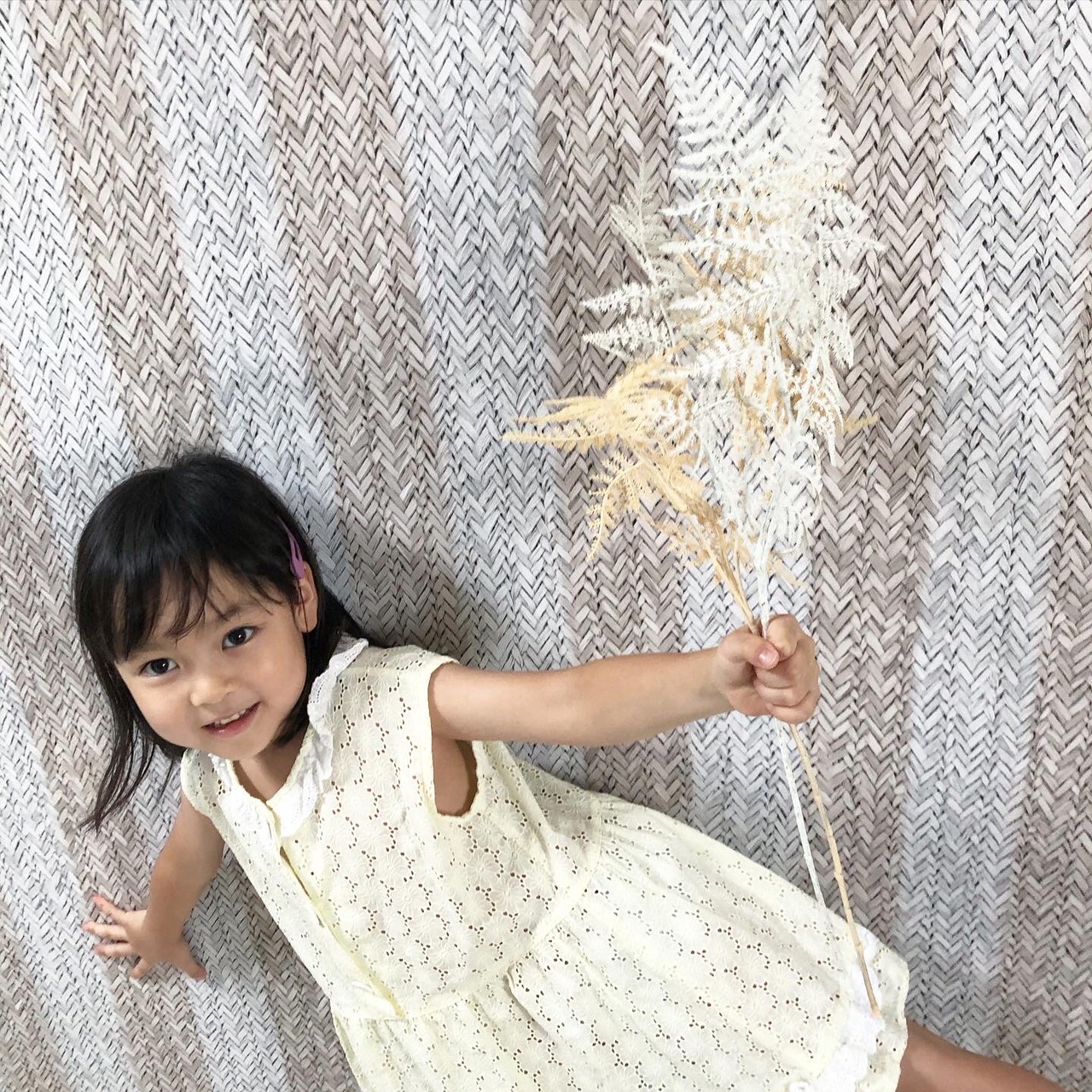 ベージュ色のアスパラガスの葉っぱ