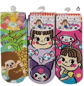 人気キャラクター！ソックス3足セット　モンチッチ・ペコ＆クロミ・ペコ＆マイメロディ