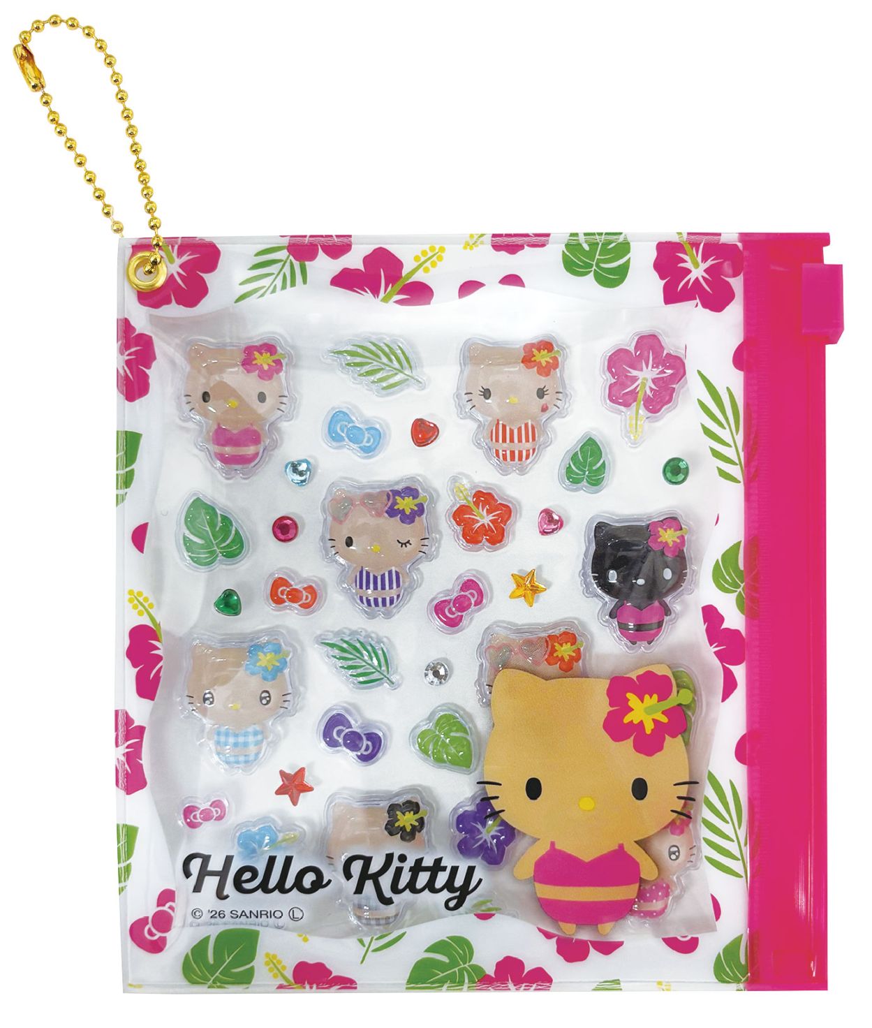 【数量限定入荷！】サンリオキャラクターズ　プチパーツ　ハローキティ　水着　日焼けキティ　ギャル　ぷっくり立体シール　デコパーツ　シール交換に