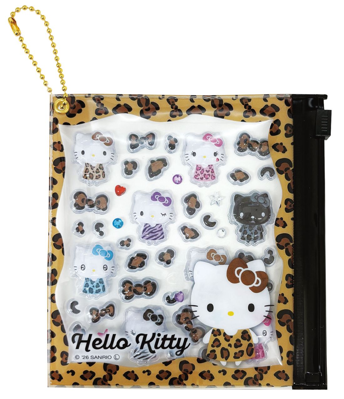 【数量限定入荷！】サンリオキャラクターズ　プチパーツ　ハローキティ　レオパード　平成　ヒョウ柄　ぷっくり立体シール　デコパーツ　シール交換に