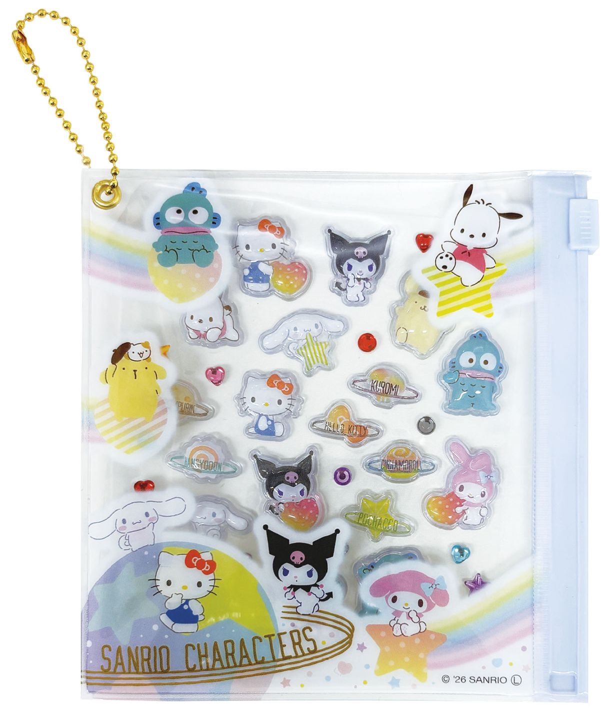 【数量限定入荷！】サンリオキャラクターズ　プチパーツ　惑星　オールスター　ぷっくり立体シール　デコパーツ　シール交換に