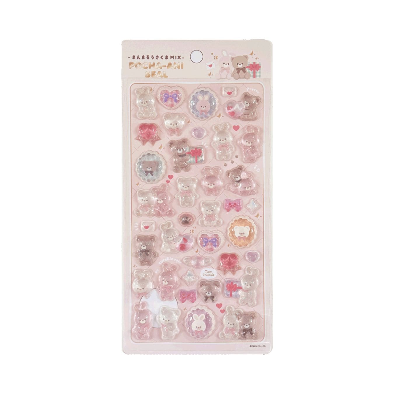 POCHA-ANIシール まんまるうさくま　ぷっくり立体シール　デコパーツ　シール交換にも