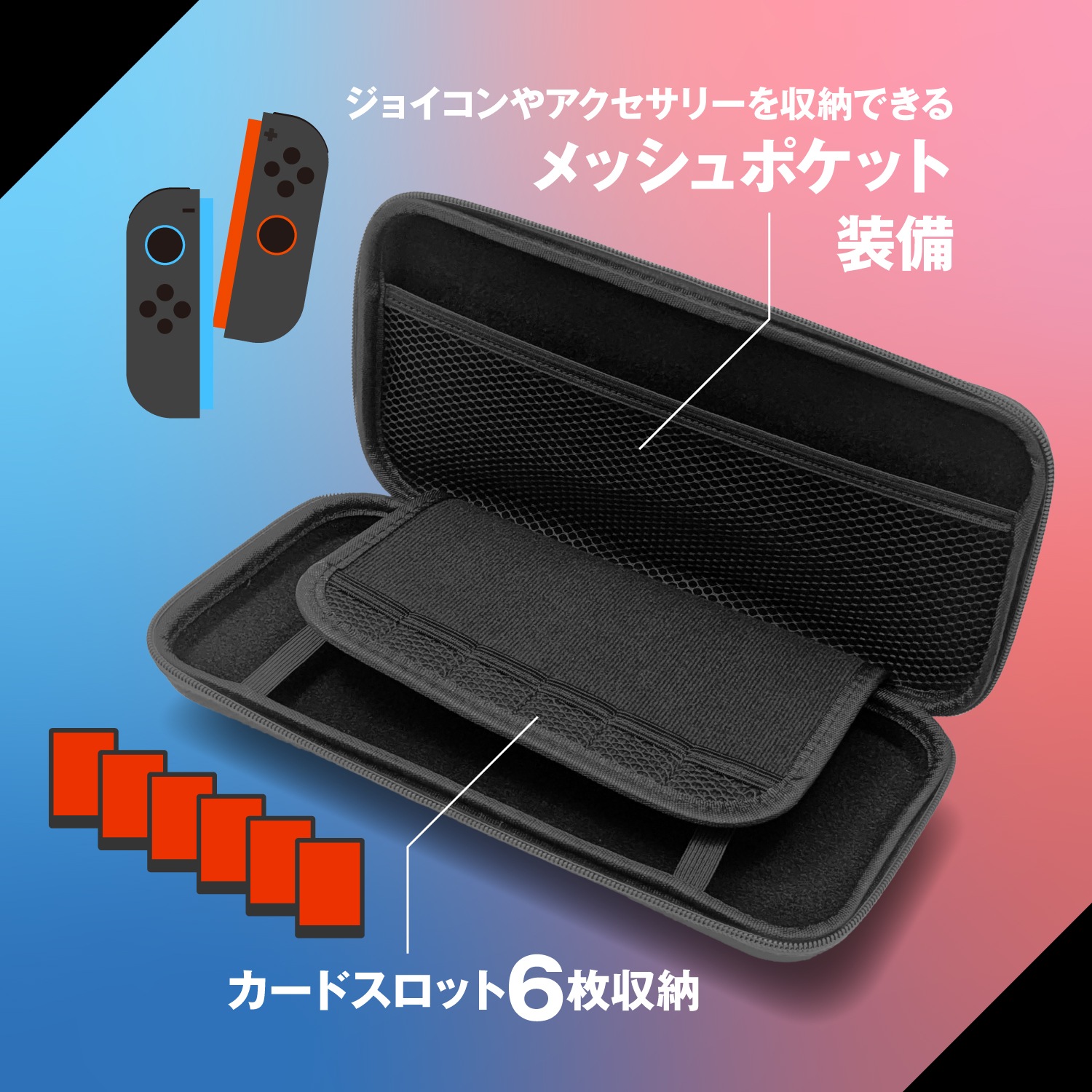 Switch2用カーボン調EVAポーチ ブラック/ブラック ALG-NS2EVBK