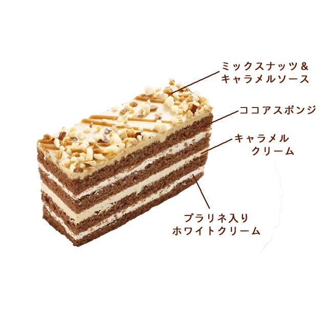トランシェ・ド・キャラメルナッツ　1箱4切入×12箱　業務用カットケーキ