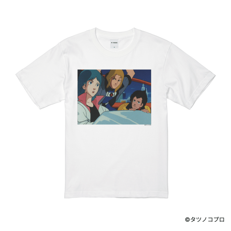 未来警察ウラシマン/プリントシーンTシャツ(リュウ&クロード&ソフィア)/ホワイト