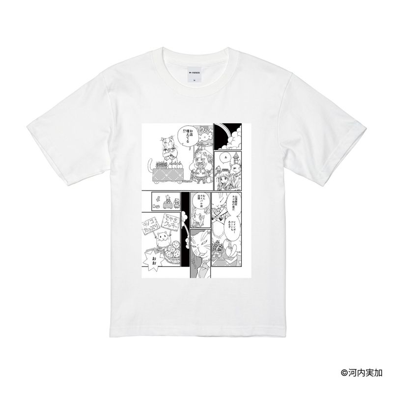 クラララバード/プリントシーンTシャツ(モノクロイラスト)/ホワイト