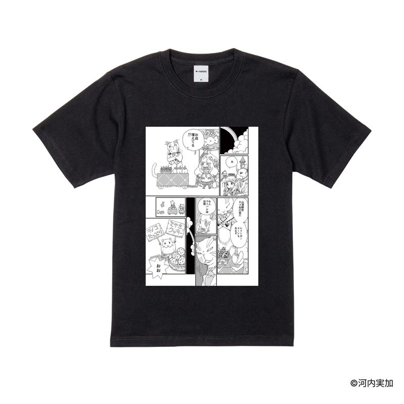 クラララバード/プリントシーンTシャツ(モノクロイラスト)/ブラック