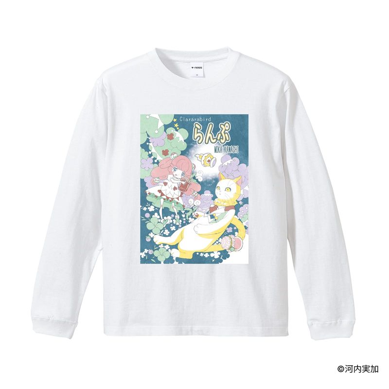 クラララバード/プリントカバーロングTシャツ(カラーイラスト)/ホワイト