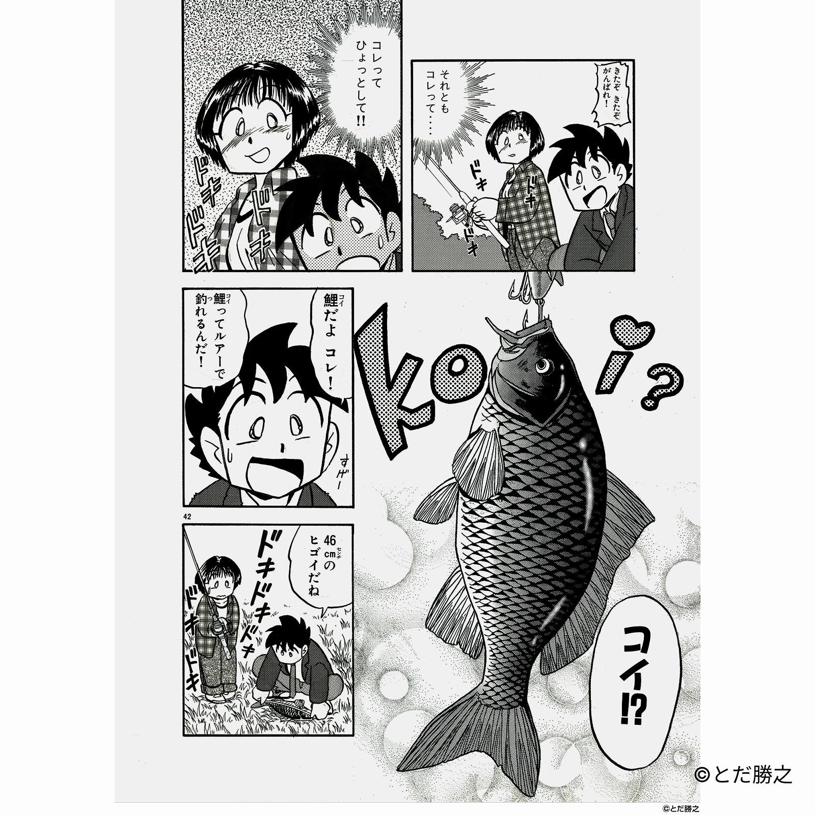 Mr.釣りどれん/プリントシーンTシャツ(koi?)/ホワイト