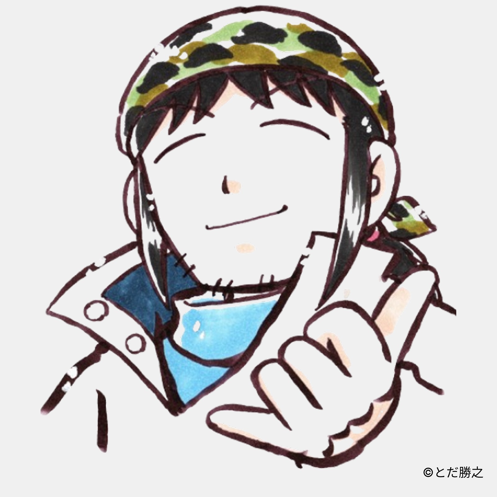 Mr.釣りどれん/プリントキャラクターTシャツ(貝沢潮)/ホワイト