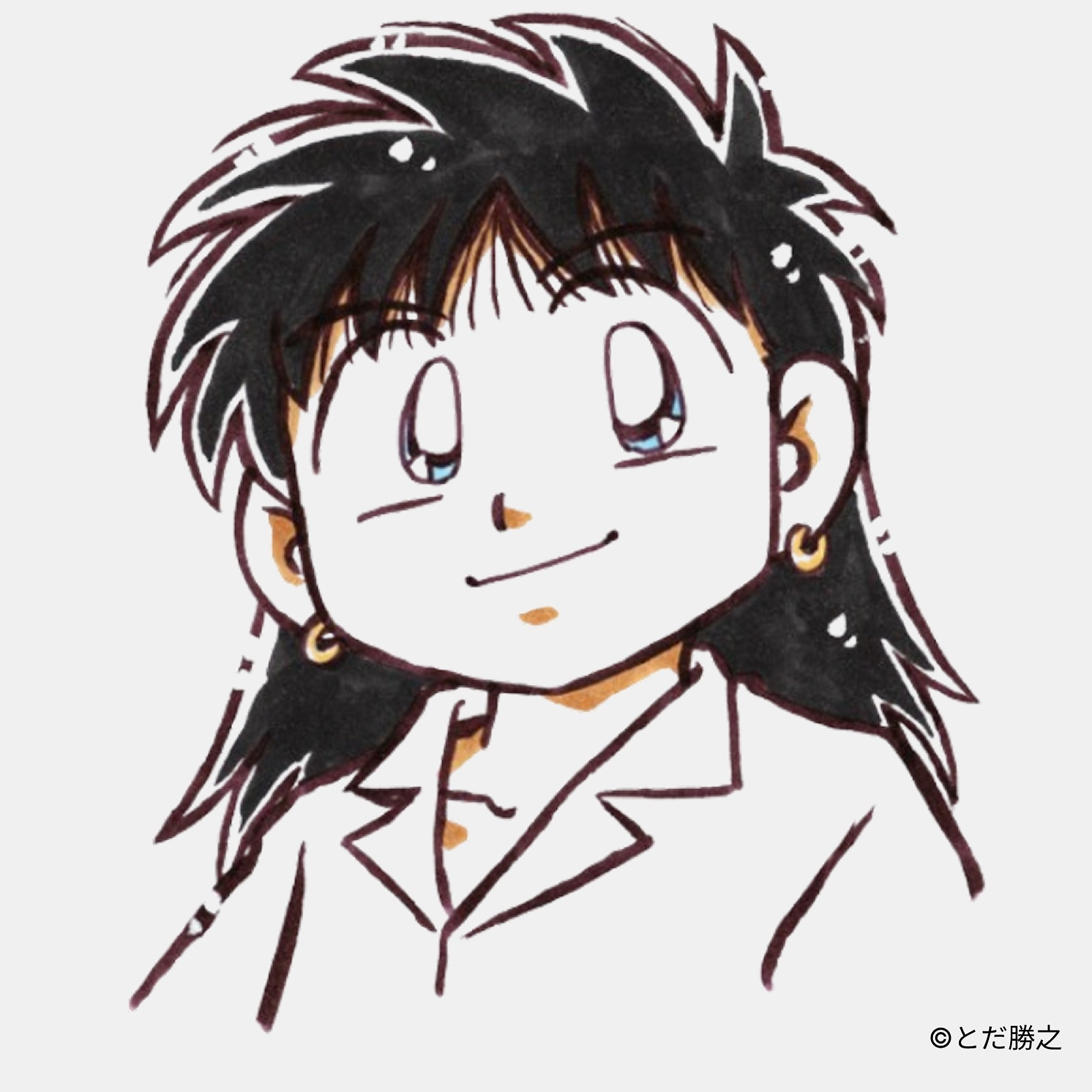 Mr.釣りどれん/プリントキャラクターTシャツ(アベ＝ガルシア)/ホワイト