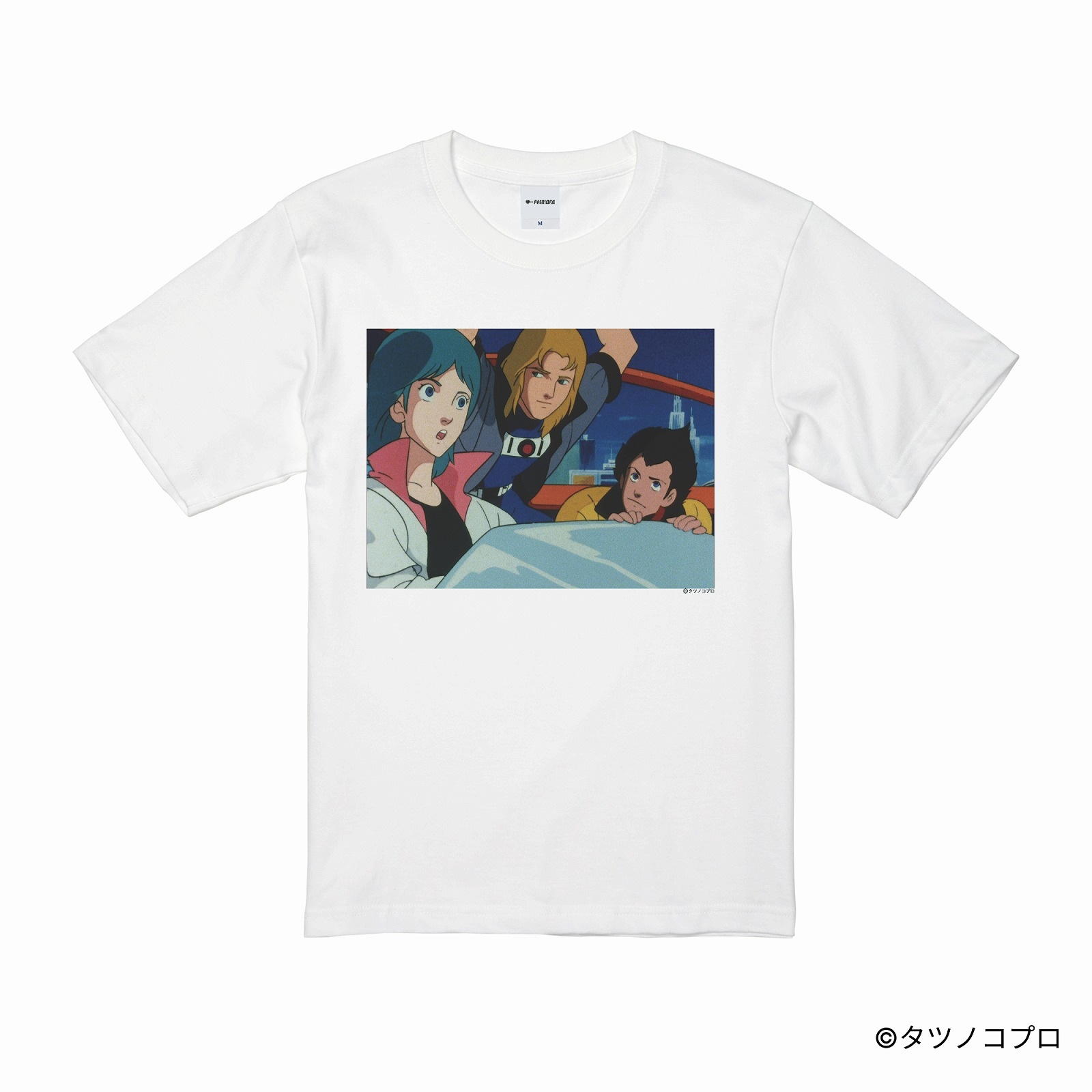 未来警察ウラシマン/プリントシーンTシャツ(リュウ&クロード&ソフィア)/ホワイト