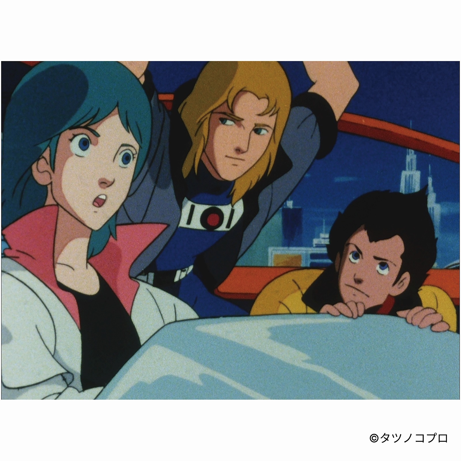 未来警察ウラシマン/プリントシーンTシャツ(リュウ&クロード&ソフィア)/ブラック