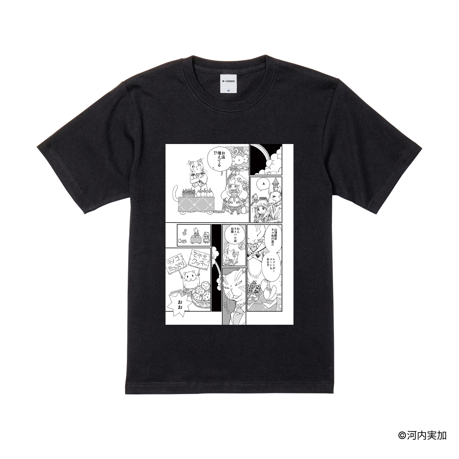 クラララバード/プリントシーンTシャツ(モノクロイラスト)/ブラック