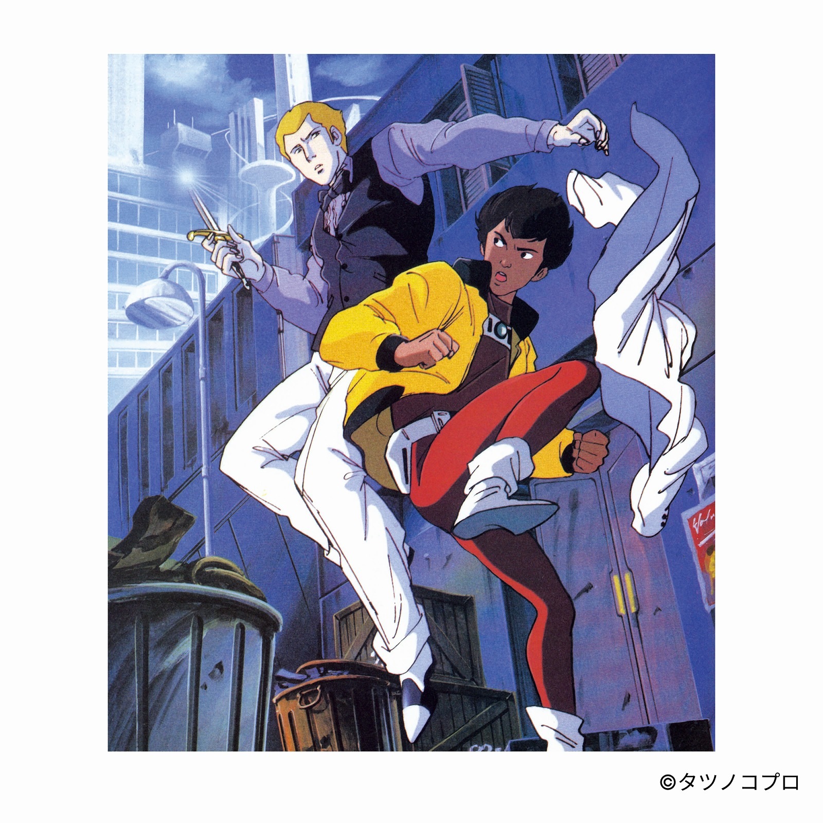 未来警察ウラシマン/プリントキービジュアルTシャツ(リュウ×ルードビッヒ①)/ホワイト