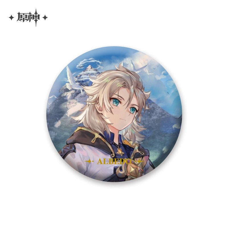 原神 アルベド 缶バッチ 原神 白亜の申し子シリーズホログラム缶バッジ Genshin アルベド