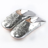 スパンコール バブーシュ シルバー