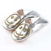 メンズ スマイルスパンコール バブーシュ シルバー