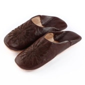 メンズ 刺繍 バブーシュ ブラウン