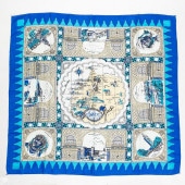 スカーフ　モロッコ柄　ブルー