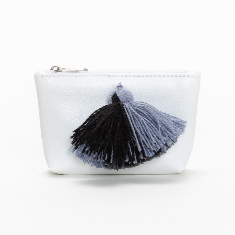 MIXタッセルミニポーチ　グレー