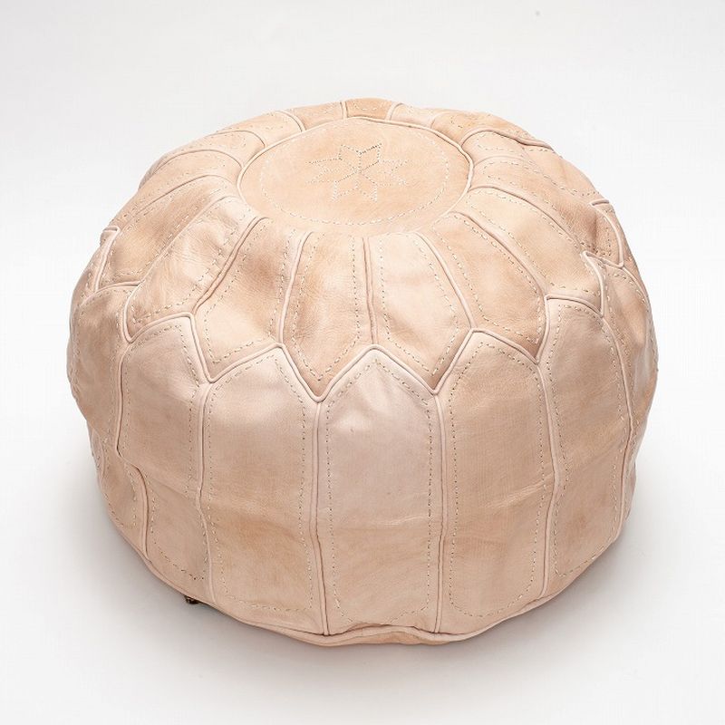 レザーステッチプフL　ナチュラル