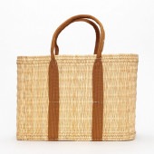 ストローアイビースクエアバスケット　キャメル