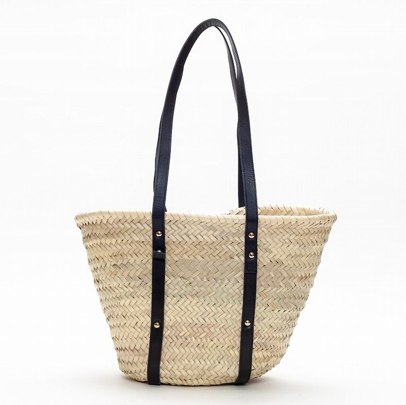 ショルダーレザーバスケットL　ブラック