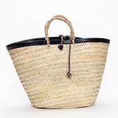 フチレザーロープバスケット　ブラック　LL