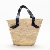 レザータイハンドルバスケット　ブラック　L