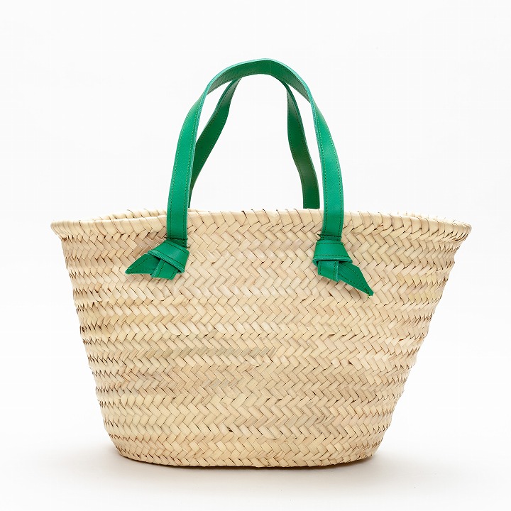 レザータイハンドルバスケット　グリーン　L