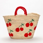 サクランボ刺繍バスケットLL　レッド