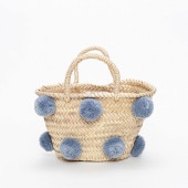 ポンポンバスケットM　ライトグレー