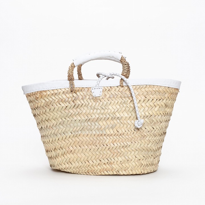 フチレザーロープバスケット　ホワイト　L