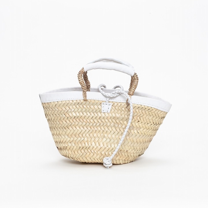 フチレザーロープバスケット　ホワイト　M