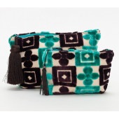 サロン生地ポーチ　ブルー