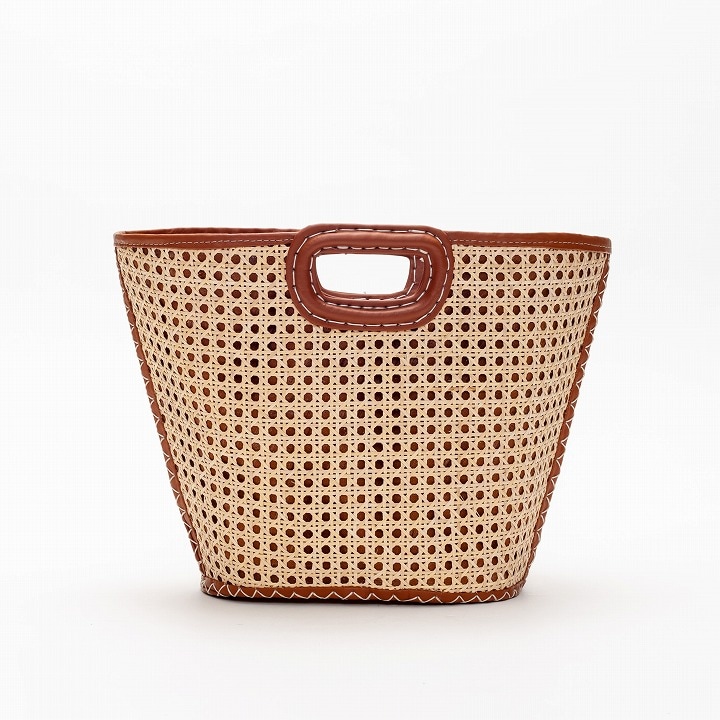 ホールハンドルラタンバスケットL　キャメル