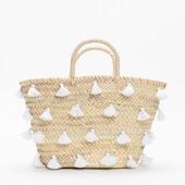 タッセルバスケット　ホワイト