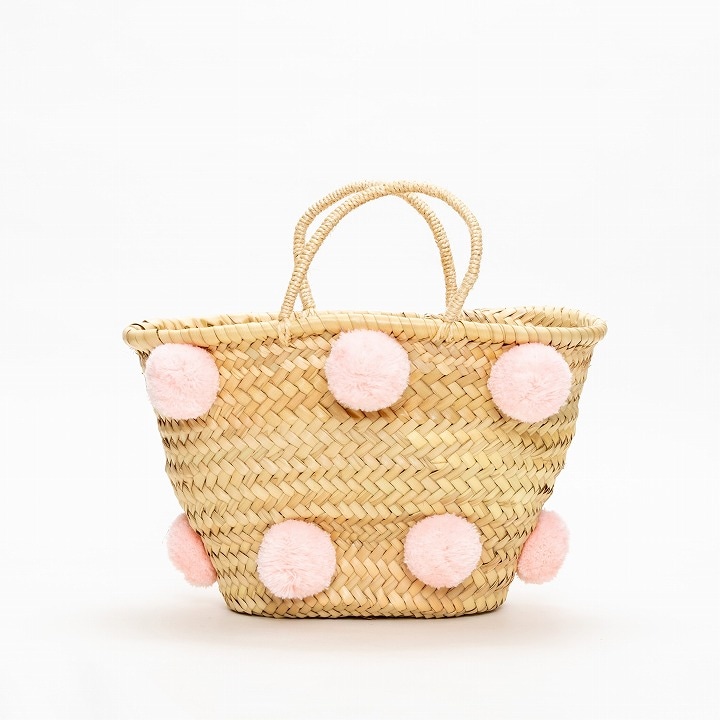 ポンポンバスケットM ホワイト | かごバッグ | FATIMA MOROCCO