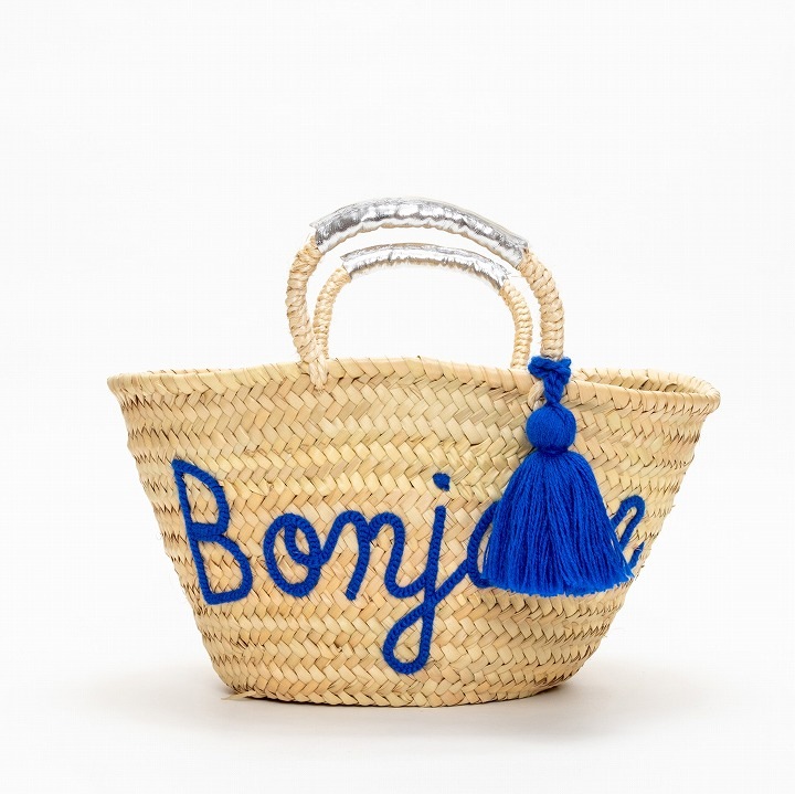 タッセルメッセージバスケット Bonjour　ブルー