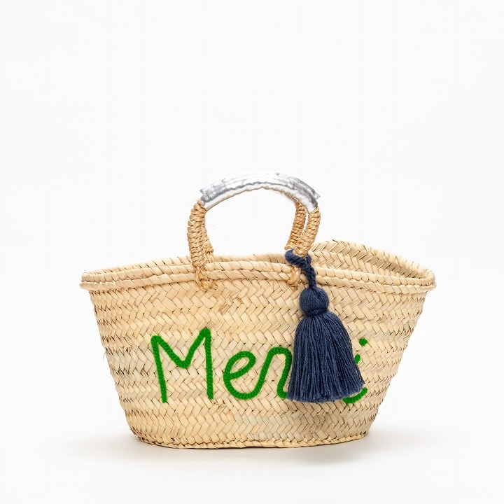 タッセルメッセージバスケット Merci　グリーン