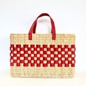 レザースクエアバスケットM　レッド