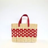 レザースクエアバスケットS　レッド