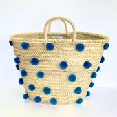 水玉バスケットLL　ターコイズ